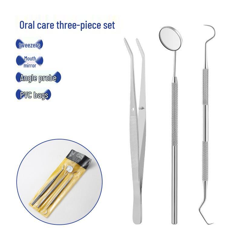 Dental Tool Set: Teeth Cleaner, Tweezers, Mouth Mirror & Probe for Oral Care