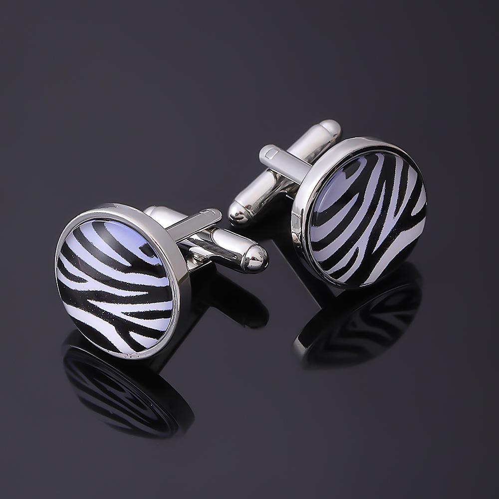 New Stripe Lattice Grain Zebra Pattern Glass Earring Jewelry DIY Round Time Gem Cufflinks For Men Wedding Party Anniversary Gift