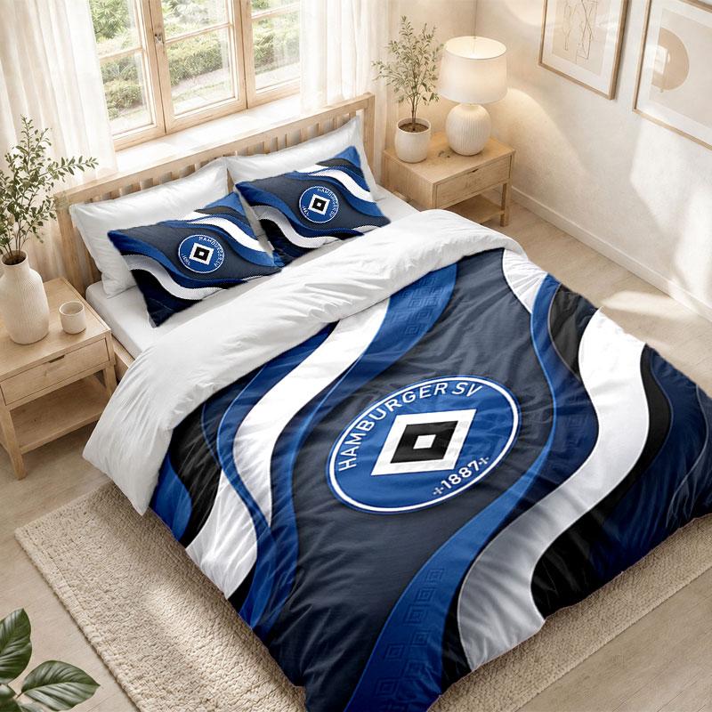 Bedding Set 1 Duvet Cover 2 Pillowcases Hamburger SV Football Print Bedroom Home Decoration