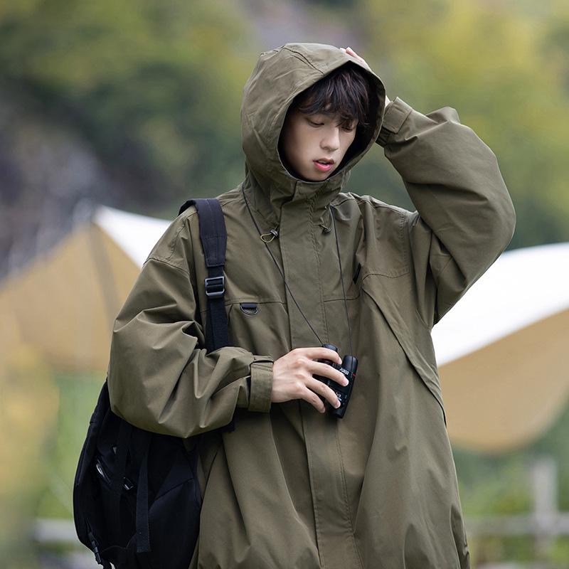 Мужская модная черная ветровка в японском стиле - Осенне-зимняя функциональная куртка большого размера 2XL зелёный