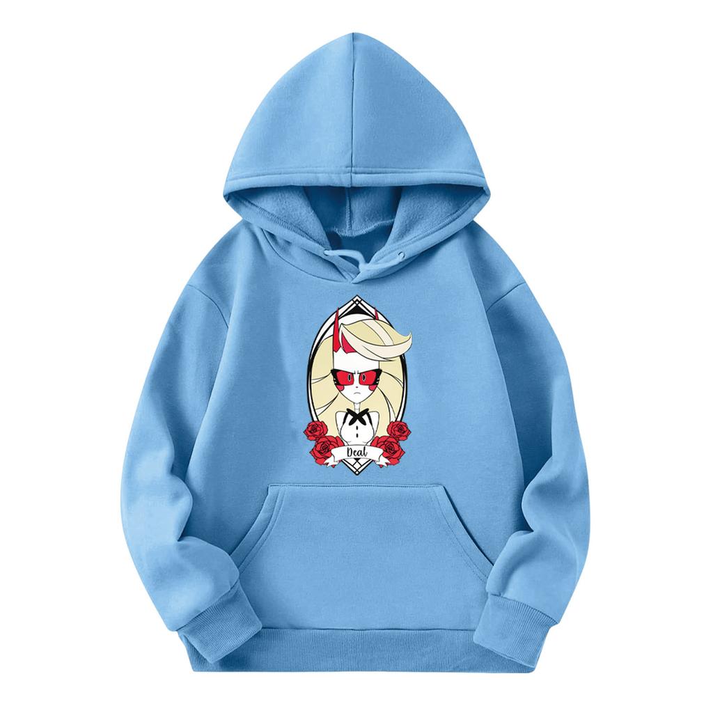 Child Fashion Lightweight Long Sleeve Pullover With Pockets  Print Hoodie