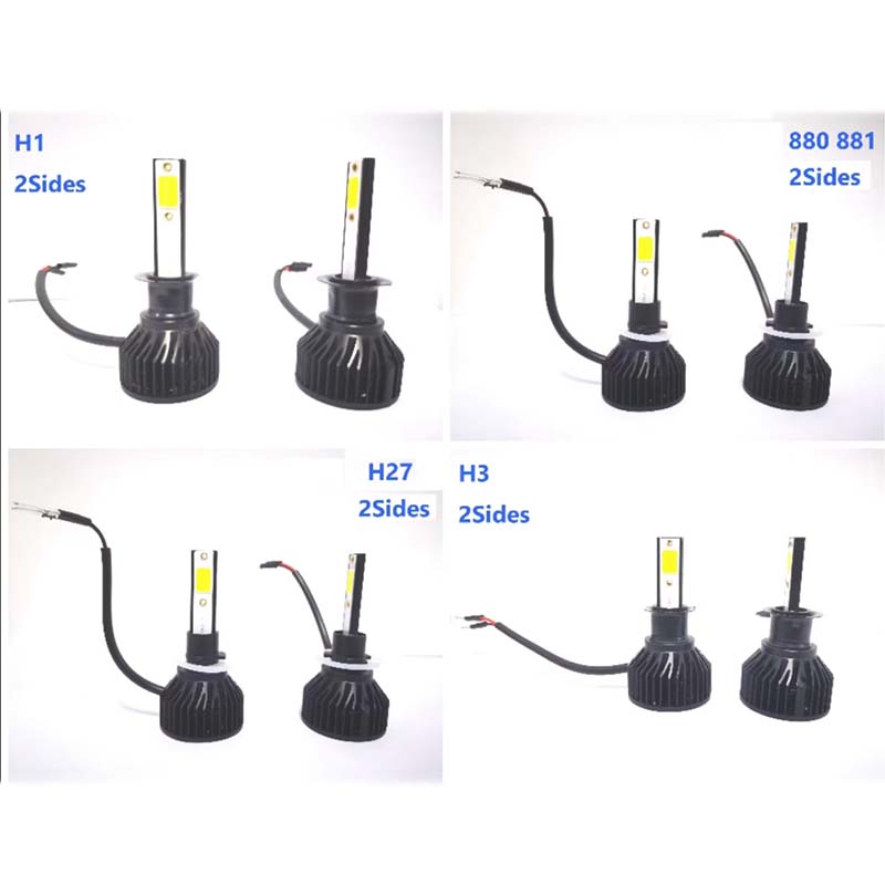 2PCS 4Sides LED Headlights For Car H11 H4 H7 9004 9005 9006 9007 H13 2Sides for H3 H1 H27 White Bulbs Auto Headlamp 4Faces 12V