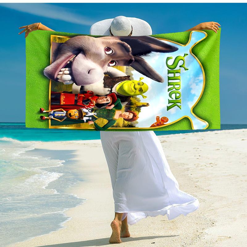 1pc Shrek3 Beach Towel, Comfortable and Thick, and Swimming/Bath/Picnic/Camping Towel, Suitable for Seaside Beaches