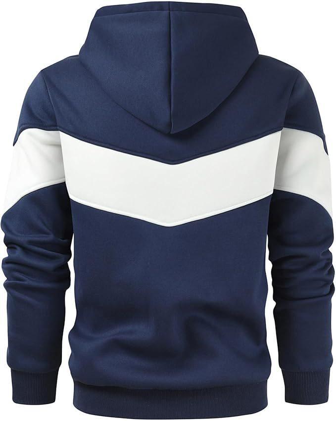 Men's Fashionable Printed Hooded Sweatshirt - European & American Casual Sports Color Block Top for Spring & Autumn