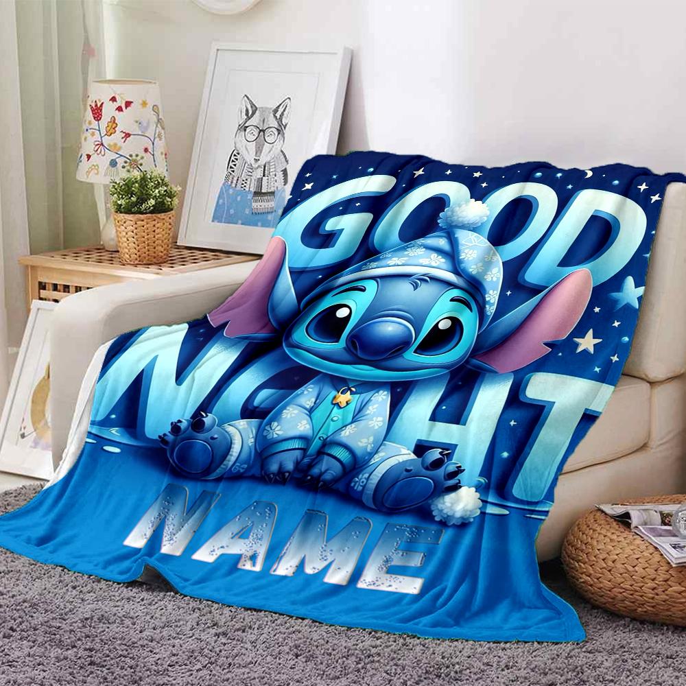 Custom Name Lilo & Stitch Floral Adventure blanket for Couch & Bed, Plush Cozy Fuzzy Blanket Super Soft & Warm Blankets for Fall and Winter. 0908407