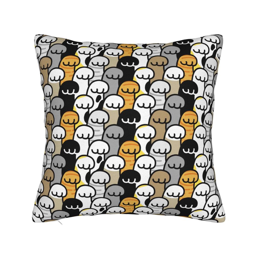 Cat Paw Pillowcase Printed Polyester Cushion Cover Decoration Fruit Throw Pillow Case Cover Home Zippered 40*40Cm