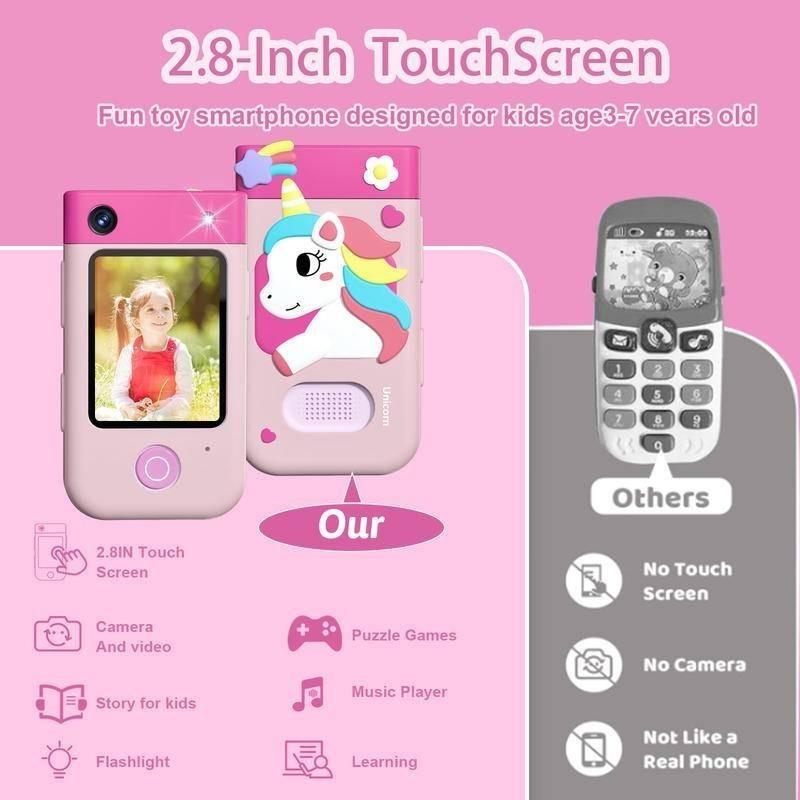 4800W Barn Puslespill Tidlig Utdanning Smartphone 180 Flip Før Og Etter Fotografering Barn Kamera Telefon Leker