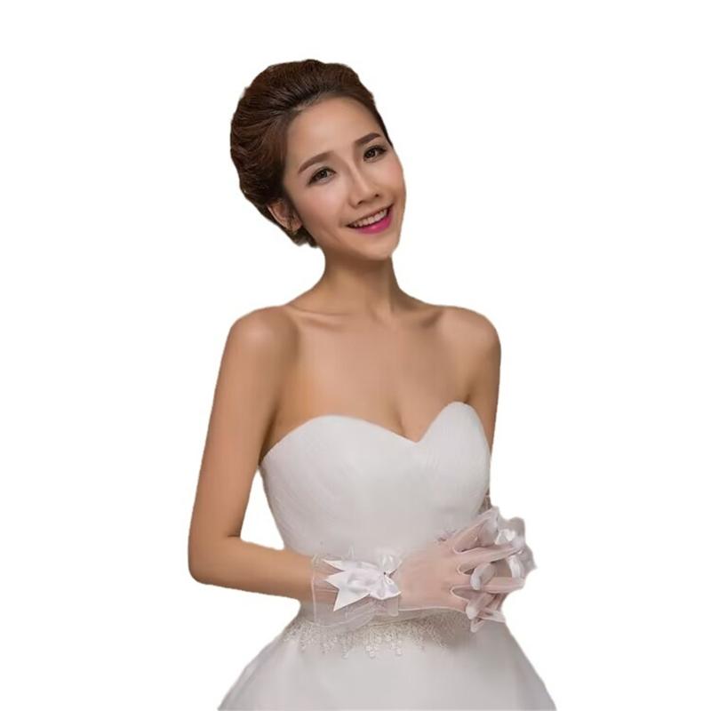 Lace Bowknot Gloves for Theme Event Female Evening Party Short Gloves Sheer Handwear for Bride Photoshooting Accessories