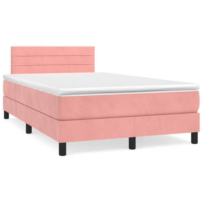Lit 120x190 - Maison Exclusive - Rose velours - Sommier à lattes - Matelas 20 cm ressorts ensachés