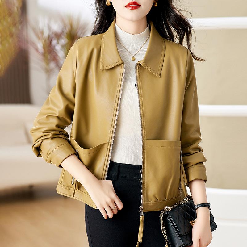 

Куртка из натуральной кожи для женщин, новый модный стиль, узкие лацканы, куртка из овчины для мотоцикла 3XL