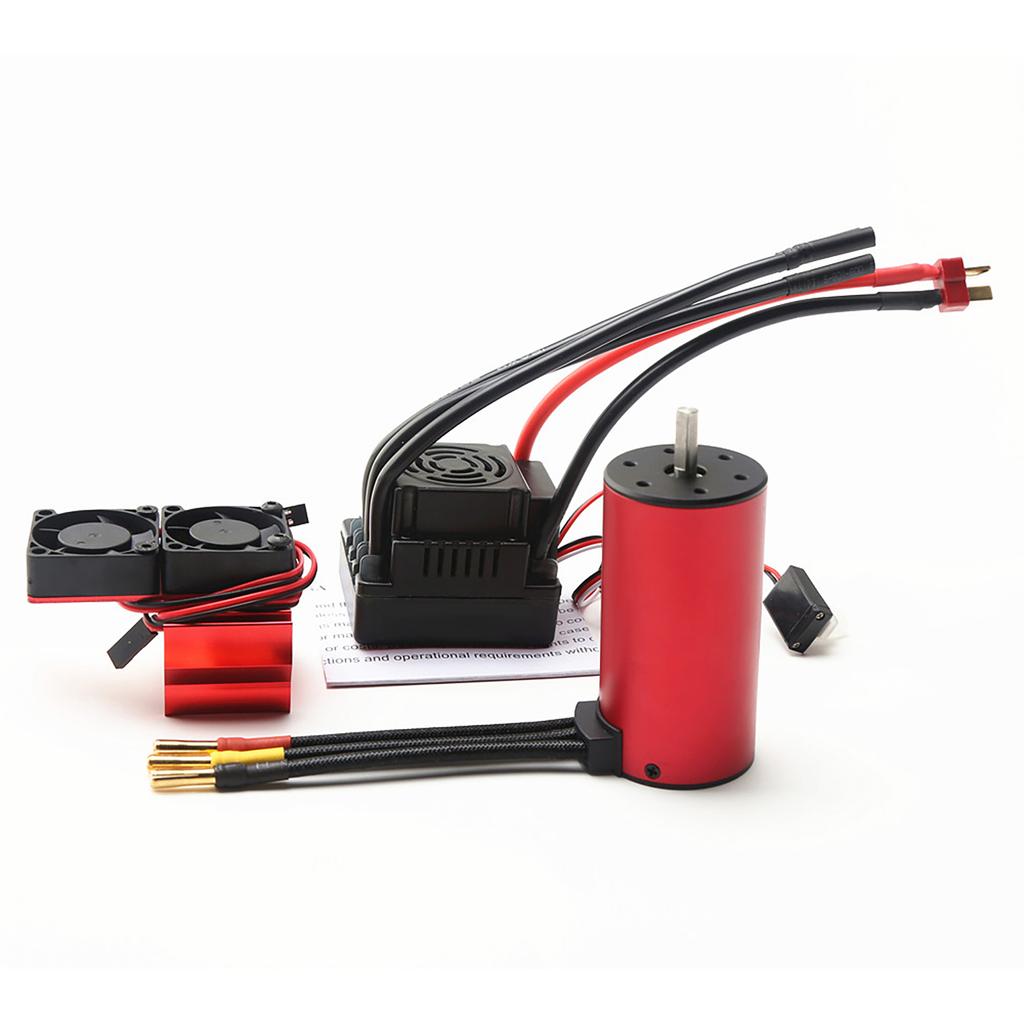 S3670 2150KV Brushless Motor Sensorless Waterproof Motor and 120A Brushless ESC T Plug Heat Sink Replacement for HSP