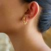 Classic 18K Gold Pentagram Hollow Glossy Earrings Jewelry