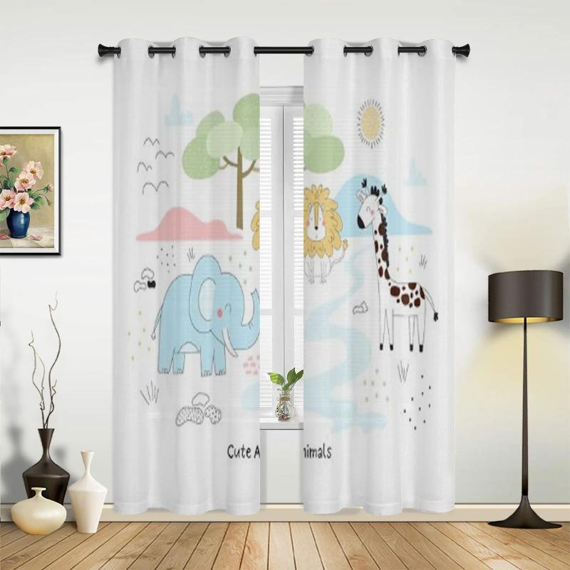 Cute African Animals Luxury Window Curtain for Living Room Bedroom Home Decor Kitchen for Window Drapes