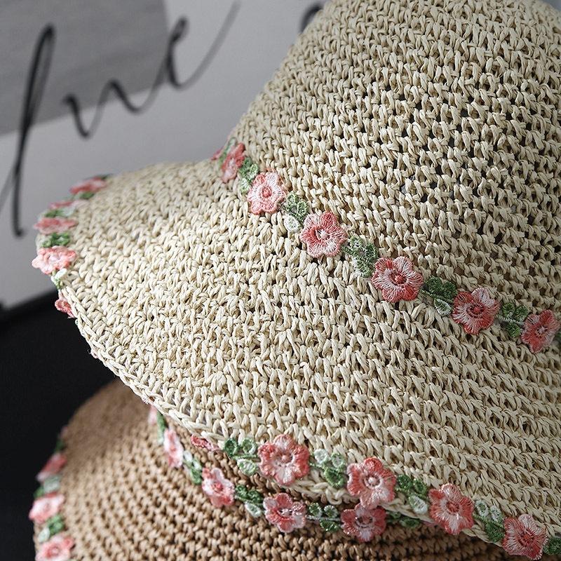 Straw hat Straw hat Women's versatile foldable sun hat Seaside vacation idyllic hand-woven bucket hat Basin hat