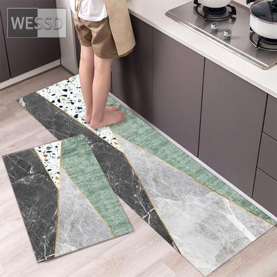 2-teiliges Küchenmatten-Set, rutschfest, saugfähig, waschbar, fusselfrei, leicht zu reinigen, Badezimmer-Bodenmatte, WC-Teppich, lang