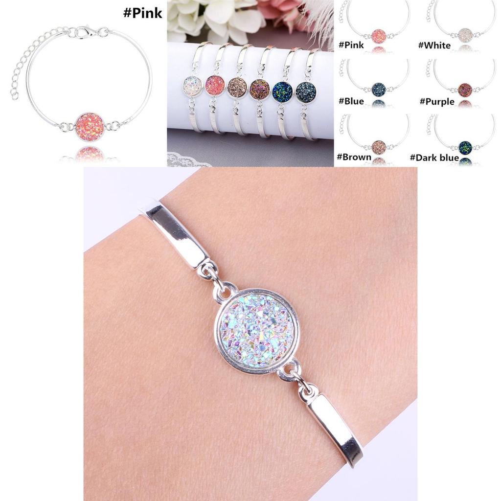 Luxurious Druzy Vintage Natural Geode Stone Jewelry Rhinestone Pave Druse Bracelets