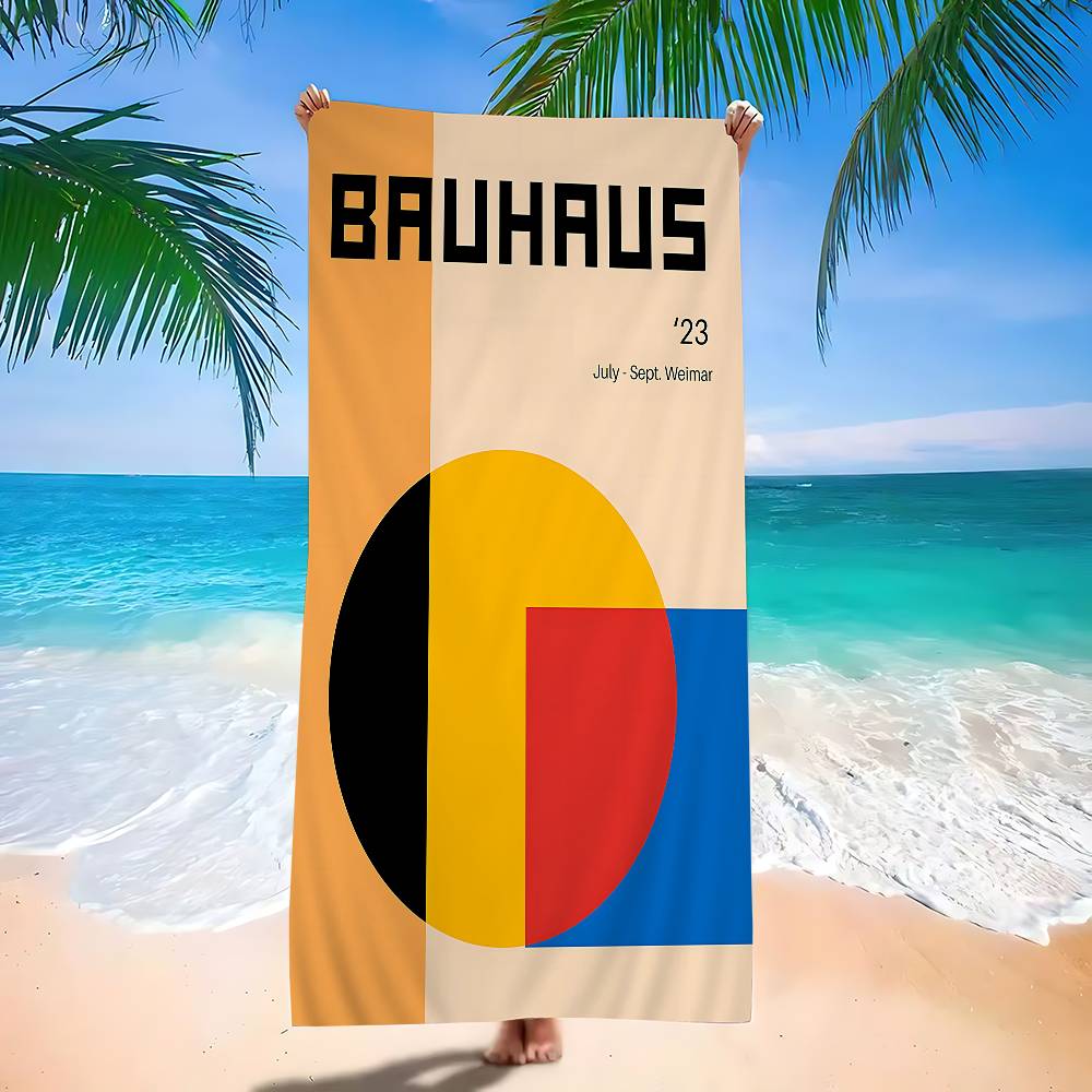 

Bauhaus Trendy Lines Half Circle Bath Towel Microfiber Soft Water Absorbing Breathable For Kids Decorative Cartoon Beach Towel W30*H60(CM)
