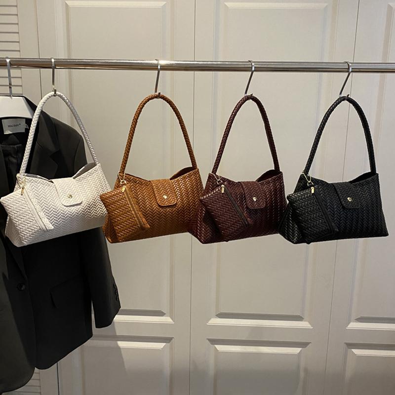 Yogodlns Herbst/Winter Neues Strickmuster Handtasche Retro Eimer Unterarm Hobo Tasche Damen Einzelne Schultertasche