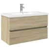 VidaXL Ensemble De Meubles De Bain 2pcs Céramique Et Bois D'ingénierie, Armoire De Salle De Bain, Meuble De Salle De Bain, 3307663