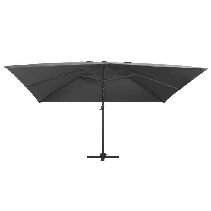 VidaXL Parasol de Jardin en Porte-à-faux et Lumières LED et Mât en Aluminium, Pare-soleil de Patio, Abri de Soleil, Parasol 47006