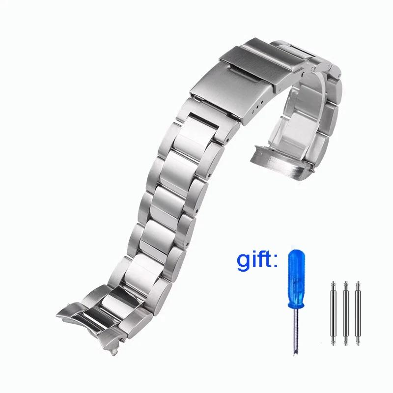 Stainless Steel Watch Band 21mm for Longines HydroConquest Conquest L3.781 782 642 Silver Solid Watch Straps