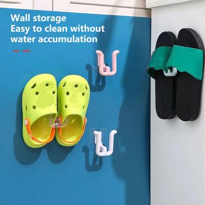 4Pcs Slippers Rack Wall-Mounted Self-Adhesive No Punching Bathroom Simple Slipper Hook Household Stuff