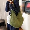 Simple Handmade Knit Shoulder Bag Bohemian Solid Color Crochet Tote Bag Large Capacity Hollow Out Woven Handbag Vacation