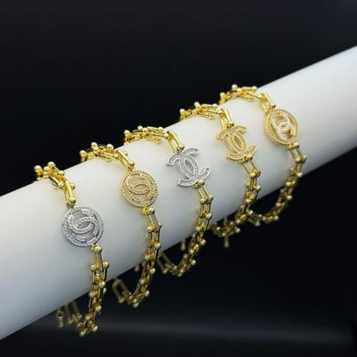Trendiges Luxus T Marken U-förmiges Hufeisenarmband & C Marken Zirkon Diamantschmuck
