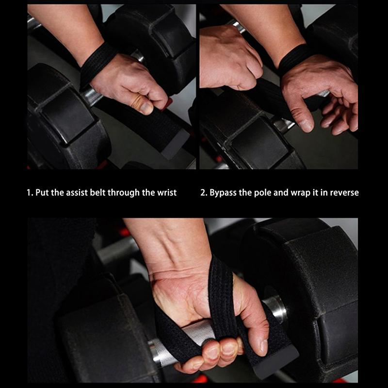 1Pair Gym Lifting Straps Weight Lifting Wrist Weight Belt Body Building Gloves For Women Men Fitness Crossfit Barbells Power