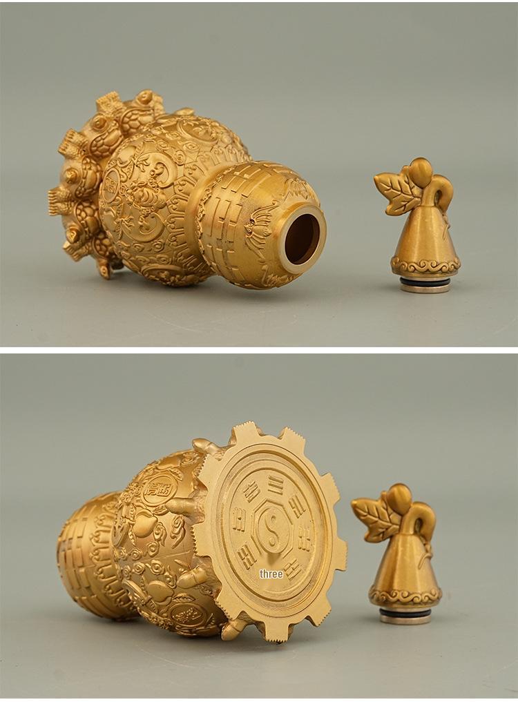 Brass Nine-Turtle Copper Gourd Bagua Desktop Decoration Ornament