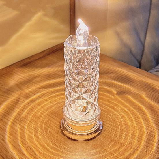 LED Candle Lights Romantic Rose Shadow Flameless LED Candles Battery Operated Pillar Lamp