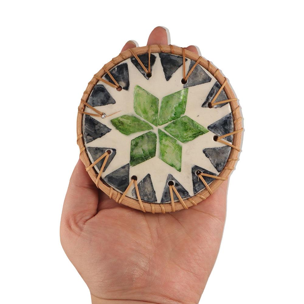 Round Rattan Shell Cup Mat 10cm Coaster Table Decoration Seashell Cup Mat  Dining Table