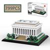 Moc 799Pcs Usa Washington Lincoln Memorial City Street View Architectural Model Building Blocks Children'S Puzzle Toys Gifts
