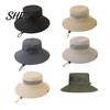Foldable Travel Hat for Vacation Summer Mesh Spliced Bucket Men Women, Extra Wide Brim Sun Outdoor Hiking with Adjustable Drawstring, Portable
