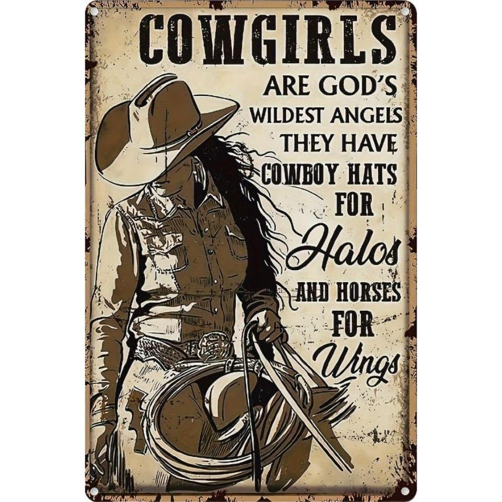 Wild West Cowboy Metal Wall Art Retro Vintage Sign Home Decor 20x30cm