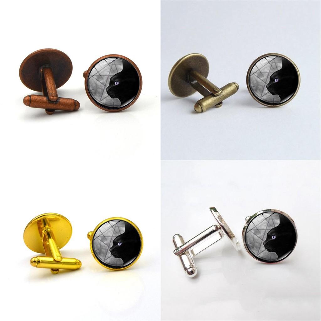 Stylish Alloy Black Cat Cufflinks For Men And Women Fashion Accessories