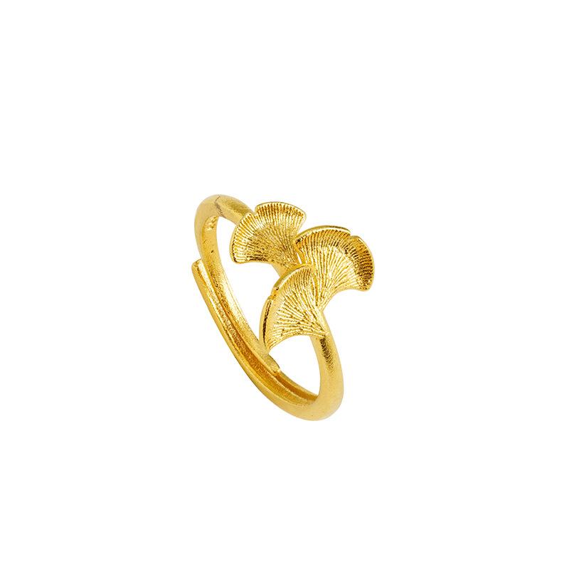 Frosted Ring, Ginkgo Leaf, Flower, National Fashion, Light Luxury Women's Ring, Small, Fresh and Cute