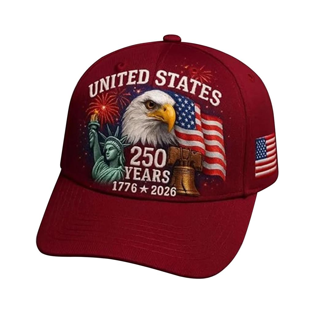US 250th Anniversary Hat United States Eagle Printed Cotton Baseball Cap Adjustable Retro Patriotic Tribute Hats For Men Women