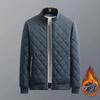 Autumn Winter Bomber Jacket Men Diamond Pattern Fleece Lined Casual Jacket Men Fashion Clothing All-match Fashion Cotton Warm Jacket