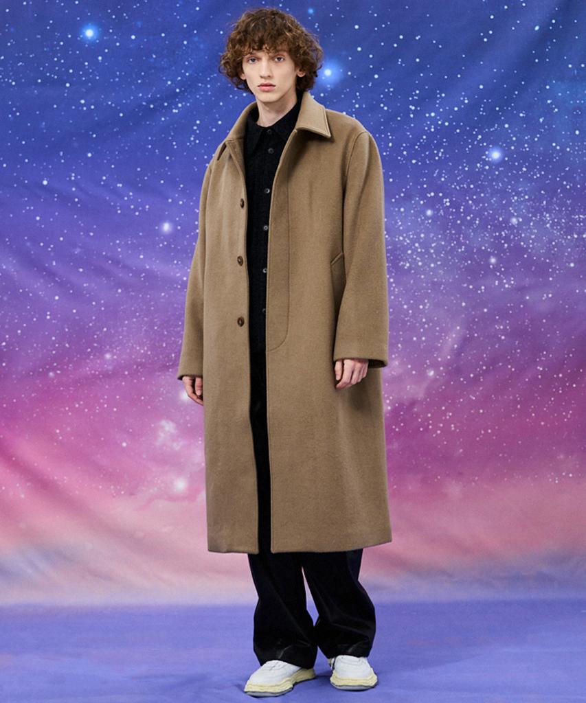 Waikei Balmacaan Oversized Wool Coat Ash Brown