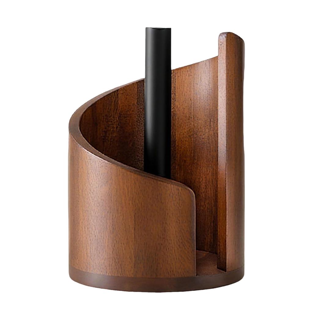 Wooden Tissue Holder with Base Countertop Paper Towel Holder Large Capacity Iron Frame Tissue Box for Dining Room Living Room