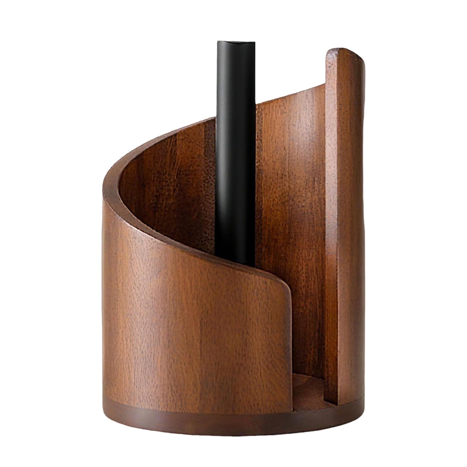 

Countertop Paper Towel Holder Anti-Slip Mango Wood Towel Roll Rack Large Capacity Stable Paper Dispenser for Kitchen Bathroom коричневий