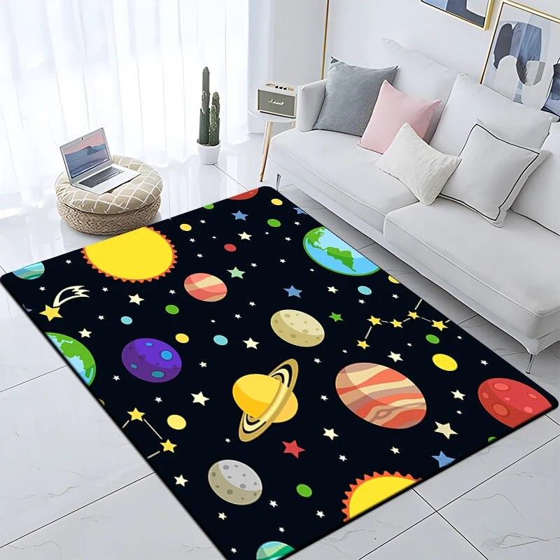 Cartoon Astronaut Children's Room Decorative Carpet Camping Cushion Play Aera Mat  Floor Mat Carpet Game Area Rug Floor Mats