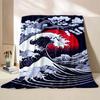 New! Japan Art Beautiful Wave Printed Blanket Fine Workmanship,Home Office Nap Trip Car Blanket for Four Seasons Quickly Arrival