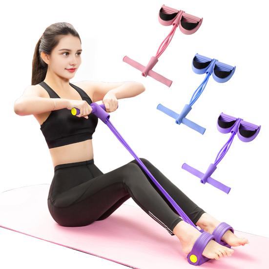 Multifunction 4/6-Tube Pedal Puller Resistance Band with Handle Elastic Yoga Sit-up Pull Rope Men Women Pedal Tensioner Exerciser Workout Equipment