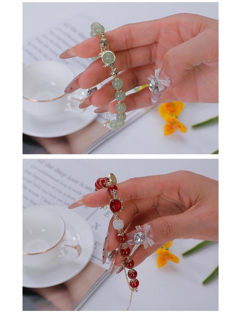 Pulseira Hetian Jade Fu para Mulheres, Design Único, Atraente de Riqueza, Adequada para Estudantes, Presente Ideal em Estilo Antigo para Melhores Amigas.