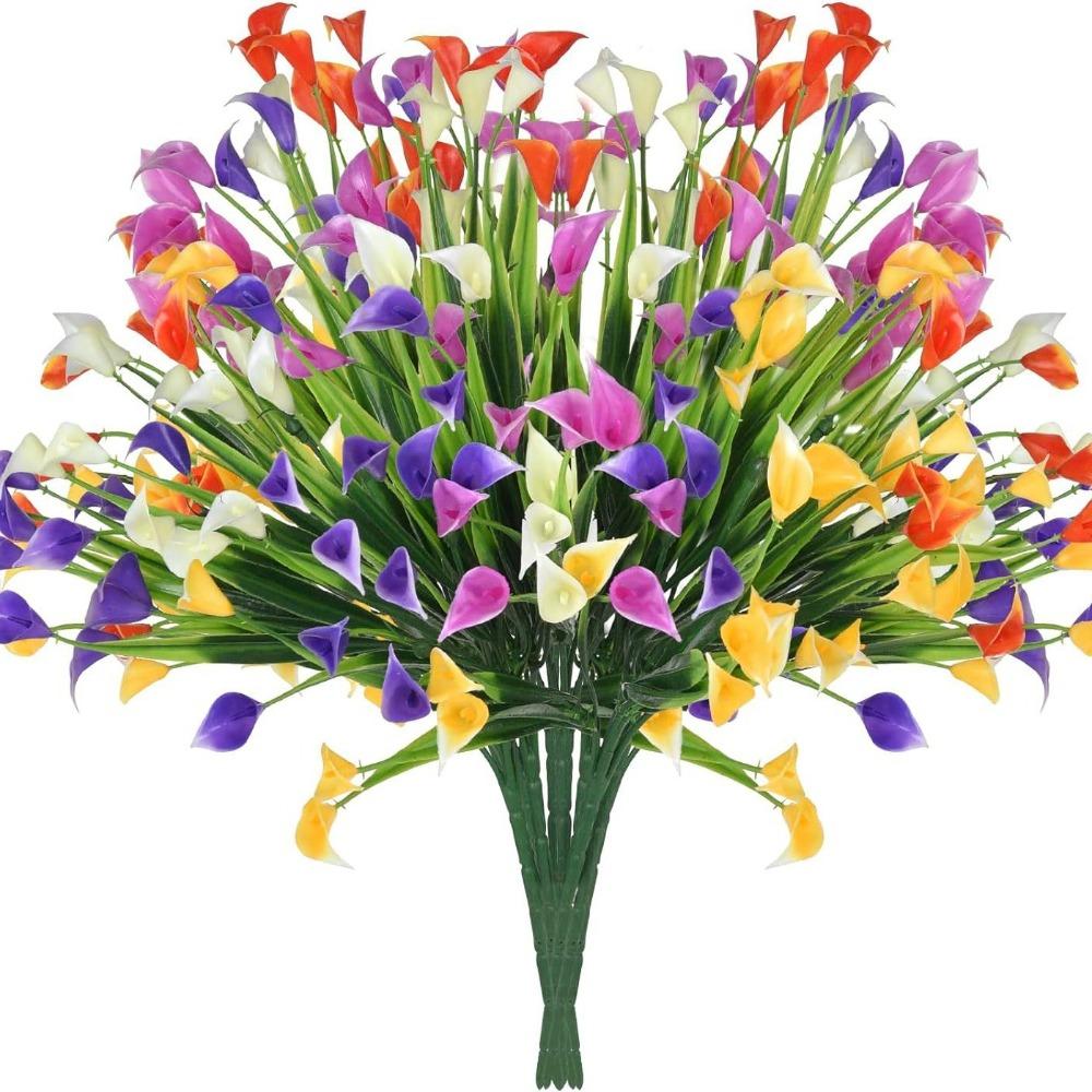 1/2/5Pcss Plastic Calla Lily Artificial Flowers UV Protection Fake Plant Indoor Decor