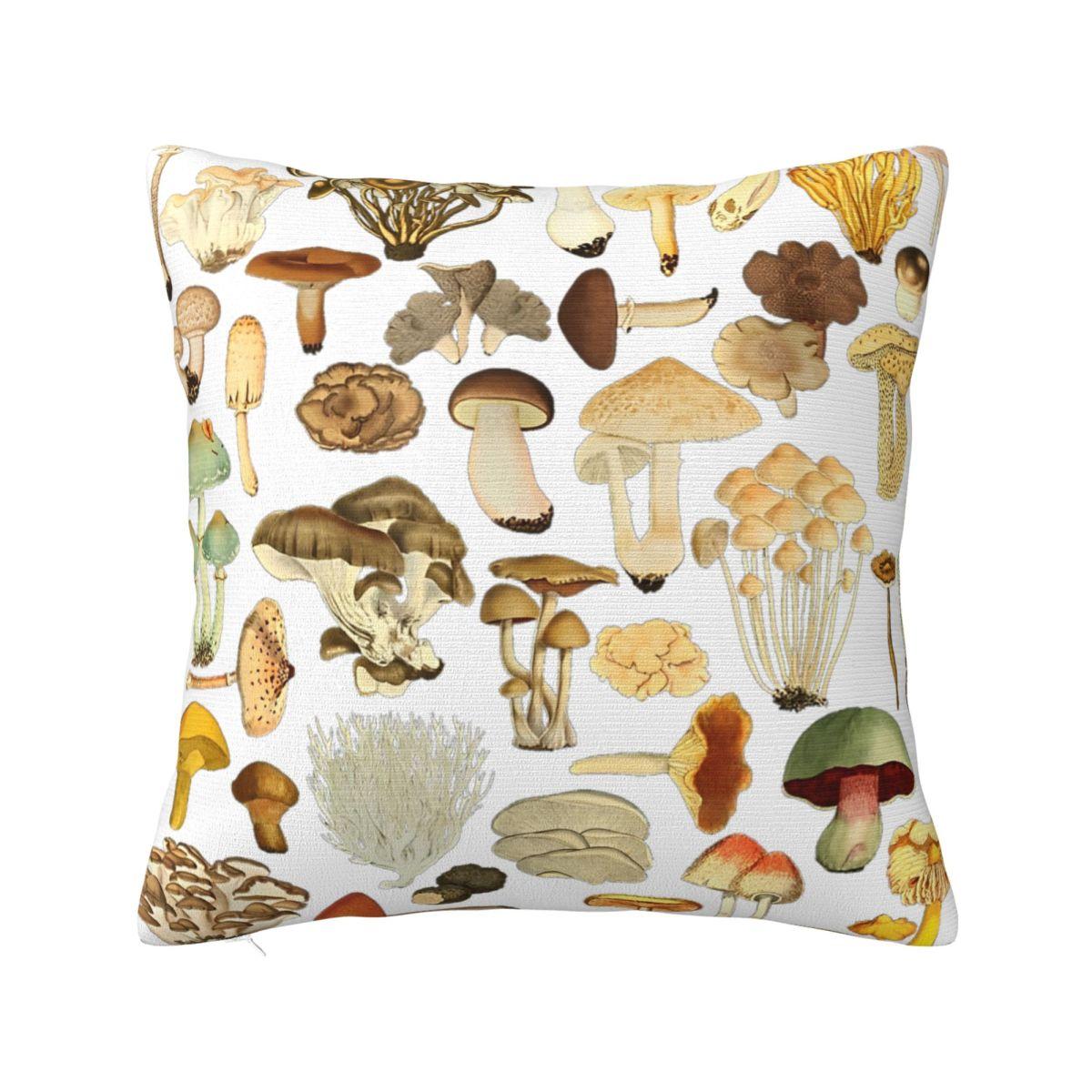 Mushroom Mycology Fungi Foraging Mushroom Whisperer Square Pillow Case Cushion Cover Funny Zipper Decor Pillowcover for Home 30x30cm 12x12in