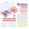 Multi-Color Knitting Markers and Crochet Accessories Including Stitching Marker Rings Big Eye Needle and Safety Pins