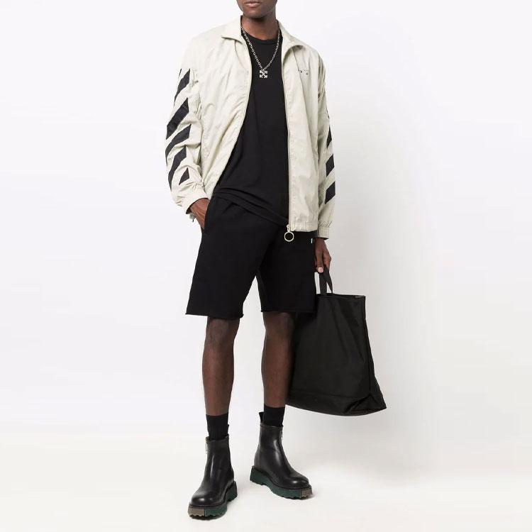 Off-White Diagonal Stripe Pattern Print Jacket Men Outerwear Beige OMBD022F21FAB0011710